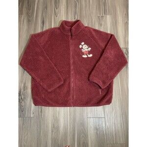 Disney Jacket Womens 3XL Red Burgundy Mickey Mouse Fleece Mousewear Embroidered